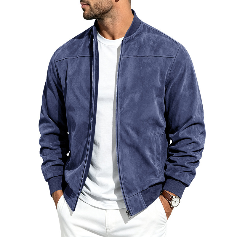 Clothes > Men's Clothing > Tops > Jackets & Coats New Men’s Autumn/Winter Versatile Casual Suede Jacket with Long Sleeves and a Zip Fastening for Active Leisure