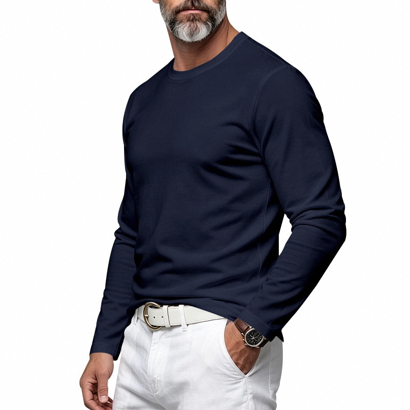 Clothes > Men's Clothing > Tops > Shirts Men’s Long-Sleeved Round-Neck Shirt, Style