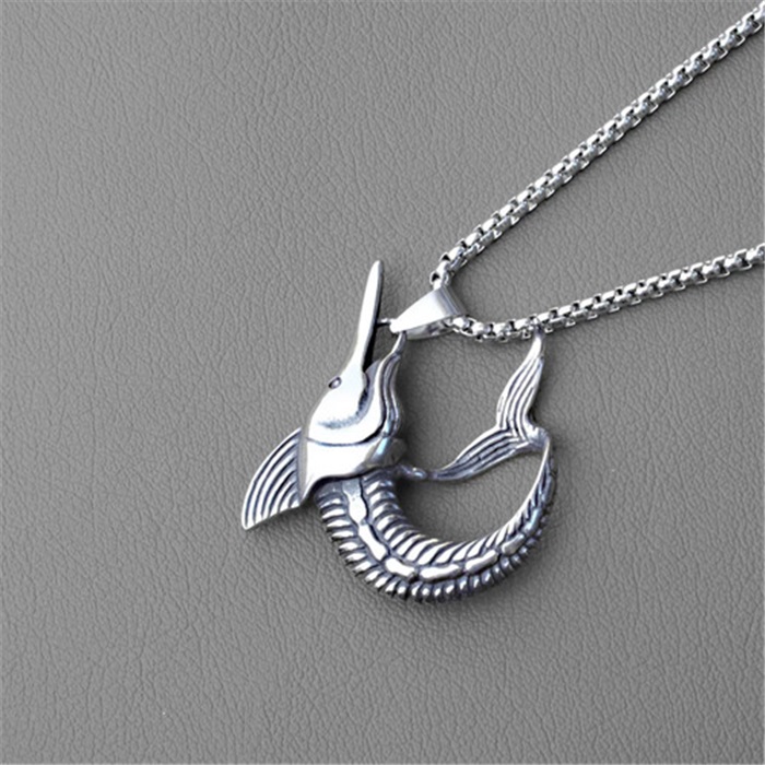 Fashion Accessories > Jewelry > Men Jewelry > Necklaces > Fashion Necklaces Punk Fish Shaped Necklace 60cm