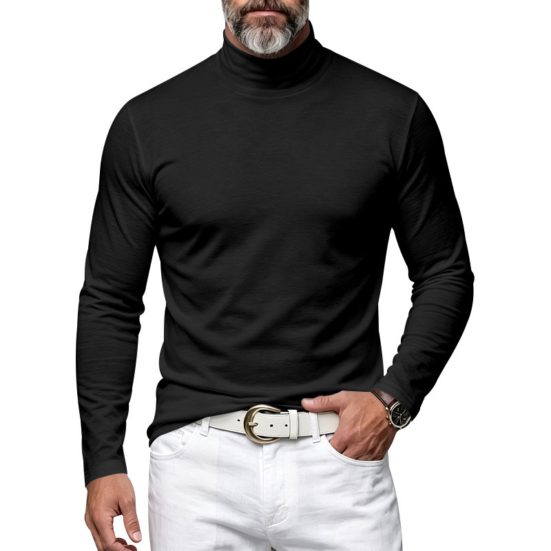 Clothes > Men's Clothing > Tops > Shirts Men’s Versatile, Comfortable, Slim-Fit Lining Shirt for Autumn–Winter with a High Collar and Long Sleeves