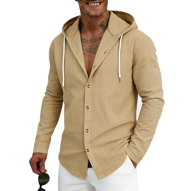 Clothes > Men's Clothing > Tops > Shirts Men’s Linen Hooded Sweatshirt