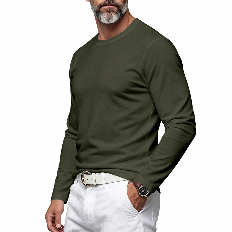 Clothes > Men's Clothing > Tops > Shirts Men’s Long-Sleeved Round-Neck Shirt, Style