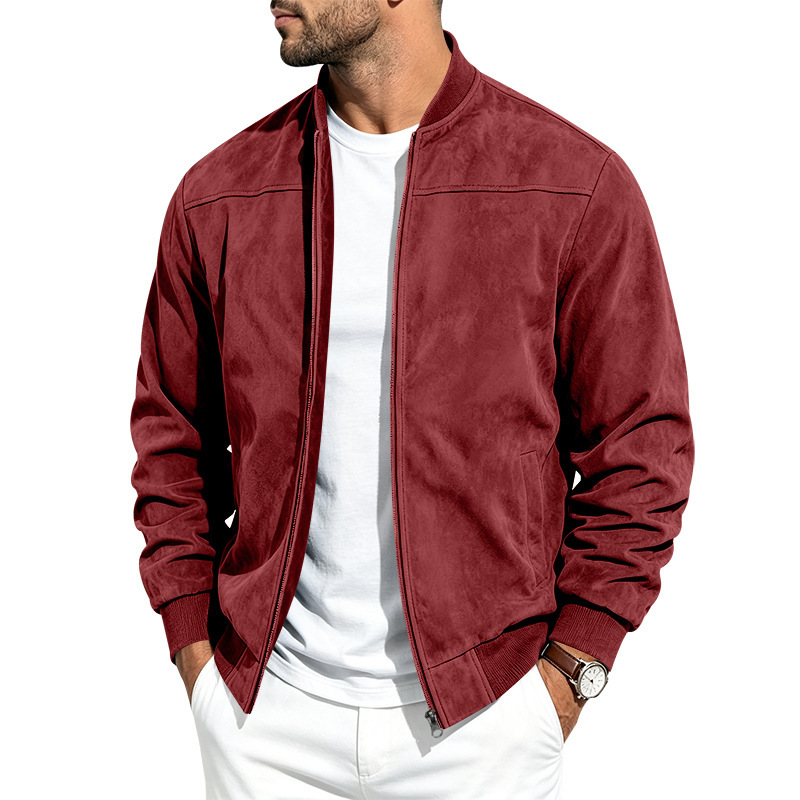 Clothes > Men's Clothing > Tops > Jackets & Coats New Men’s Autumn/Winter Versatile Casual Suede Jacket with Long Sleeves and a Zip Fastening for Active Leisure