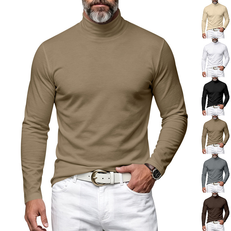 Clothes > Men's Clothing > Tops > Shirts Men’s Versatile, Comfortable, Slim-Fit Lining Shirt for Autumn–Winter with a High Collar and Long Sleeves
