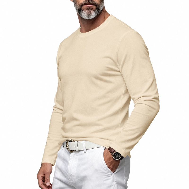 Clothes > Men's Clothing > Tops > Shirts Men’s Long-Sleeved Round-Neck Shirt, Style