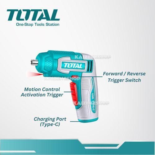 Total 4Volts 4N.m 9Pcs Set Cordless Screwdriver with 1/4" Hex Shank