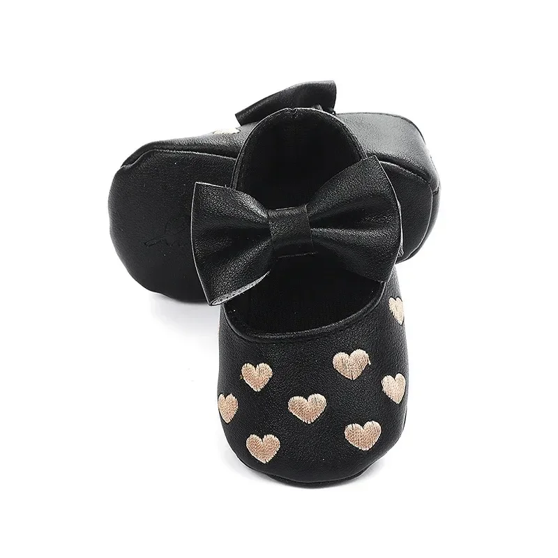 Baby Girls Indoor First Walker Shoes 0-18 Months Soft Cotton Sole Non-Slip Bowknot Embroidery Hook & Loop Booties