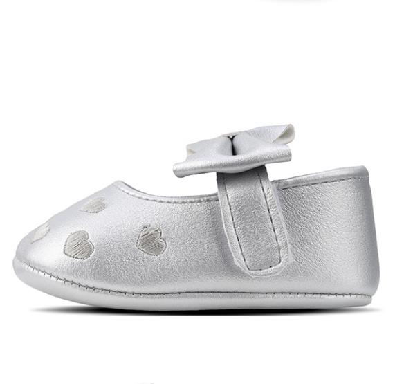 Baby Girls Indoor First Walker Shoes 0-18 Months Soft Cotton Sole Non-Slip Bowknot Embroidery Hook & Loop Booties
