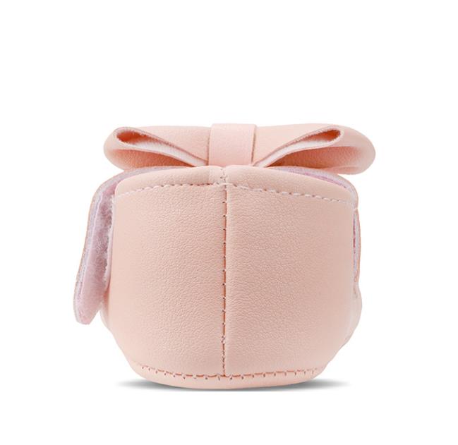 Baby Girls Indoor First Walker Shoes 0-18 Months Soft Cotton Sole Non-Slip Bowknot Embroidery Hook & Loop Booties