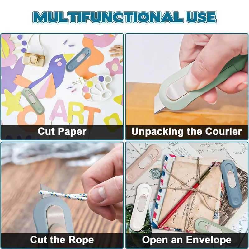Portable Mini Paper Cutter High Quality Artwork Knife Automatic Rebound Box Opener Pocket Cutter For Office Tool School Supplies
