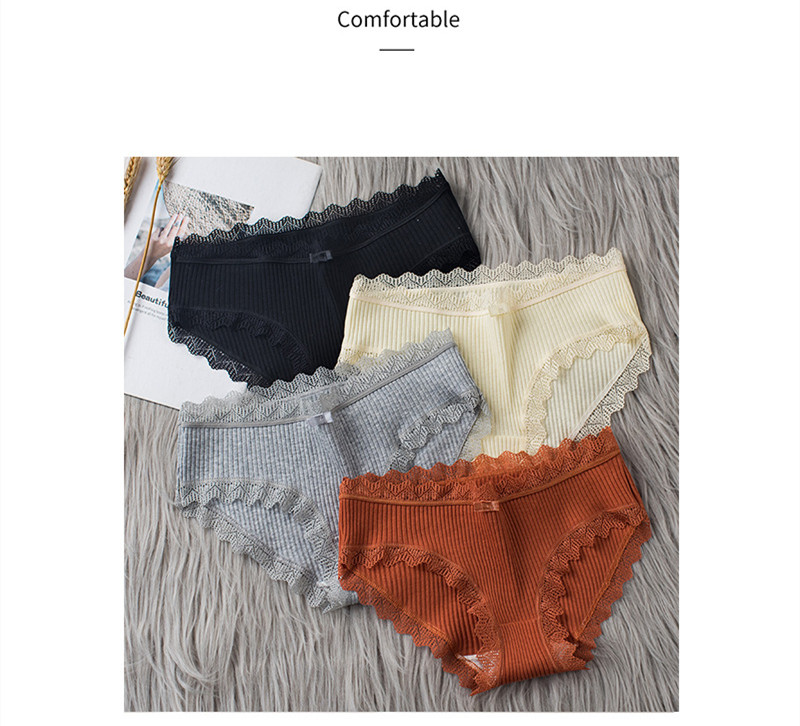 3pcs Cotton Panties Women Comfortable Underwears Sexy Middle-Waisted Underpants Female Lingerie Big Size Ladies Briefs FZ-349