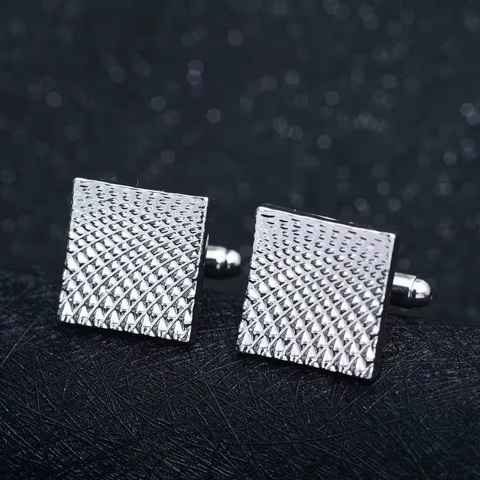 Gray Silver Cufflinks And Studs Tuxedo Shirt Cuff Links Golden Silvery Square Button For Men Father Boys Gift