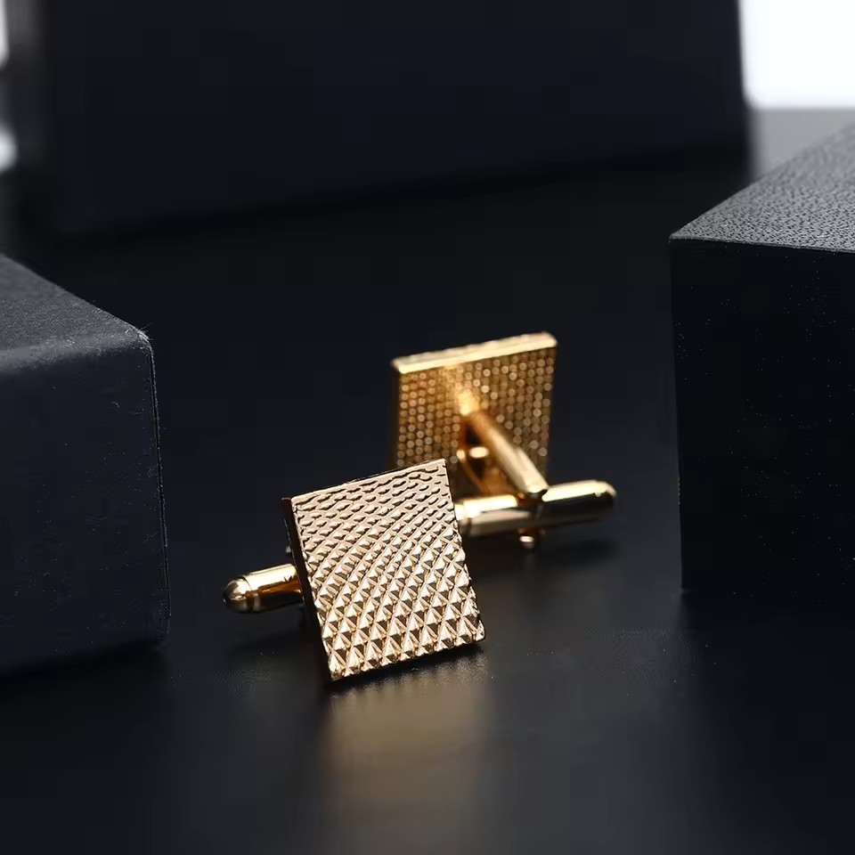 Gray Silver Cufflinks And Studs Tuxedo Shirt Cuff Links Golden Silvery Square Button For Men Father Boys Gift