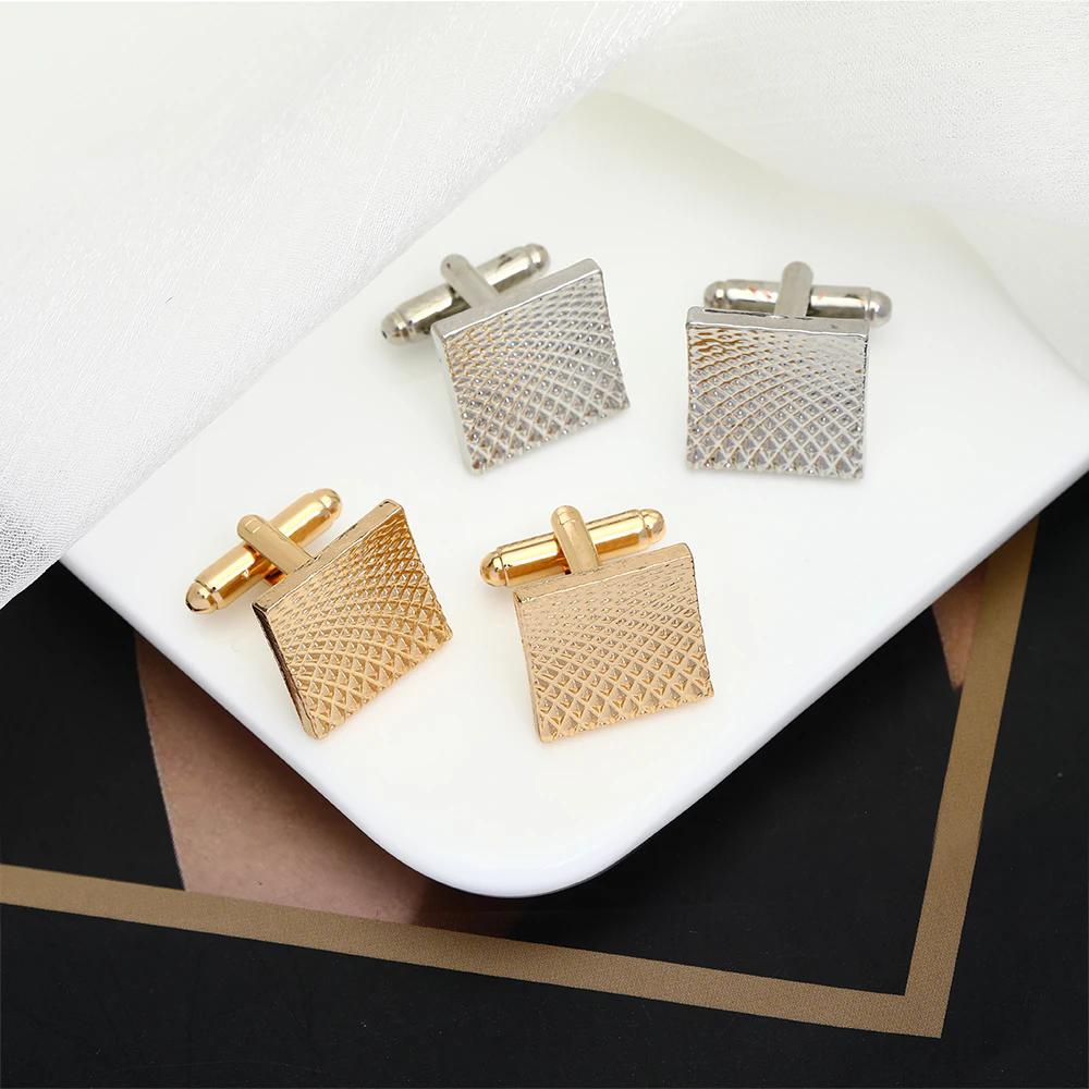 Gray Silver Cufflinks And Studs Tuxedo Shirt Cuff Links Golden Silvery Square Button For Men Father Boys Gift