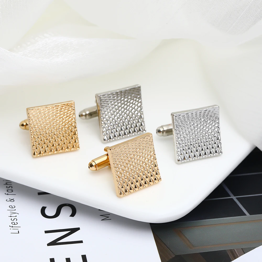 Gray Silver Cufflinks And Studs Tuxedo Shirt Cuff Links Golden Silvery Square Button For Men Father Boys Gift