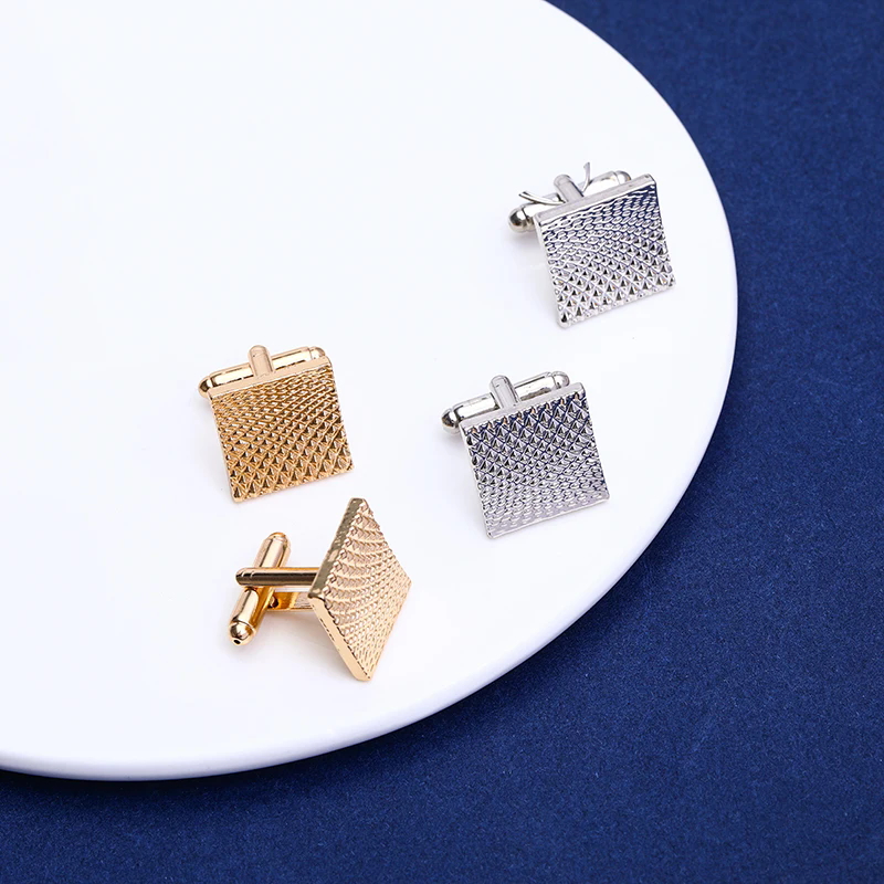 Gray Silver Cufflinks And Studs Tuxedo Shirt Cuff Links Golden Silvery Square Button For Men Father Boys Gift