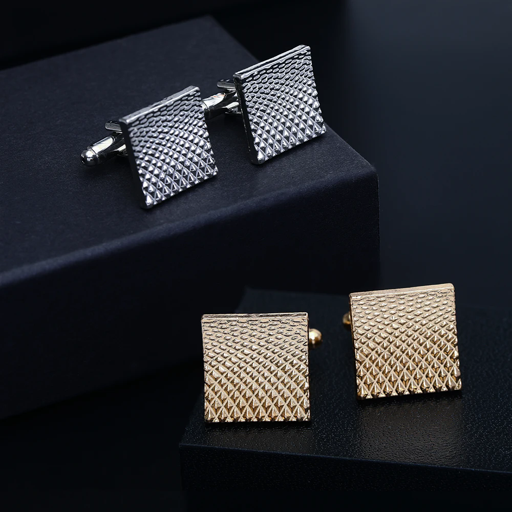 Gray Silver Cufflinks And Studs Tuxedo Shirt Cuff Links Golden Silvery Square Button For Men Father Boys Gift