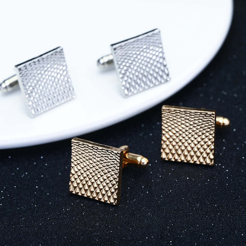 Gray Silver Cufflinks And Studs Tuxedo Shirt Cuff Links Golden Silvery Square Button For Men Father Boys Gift