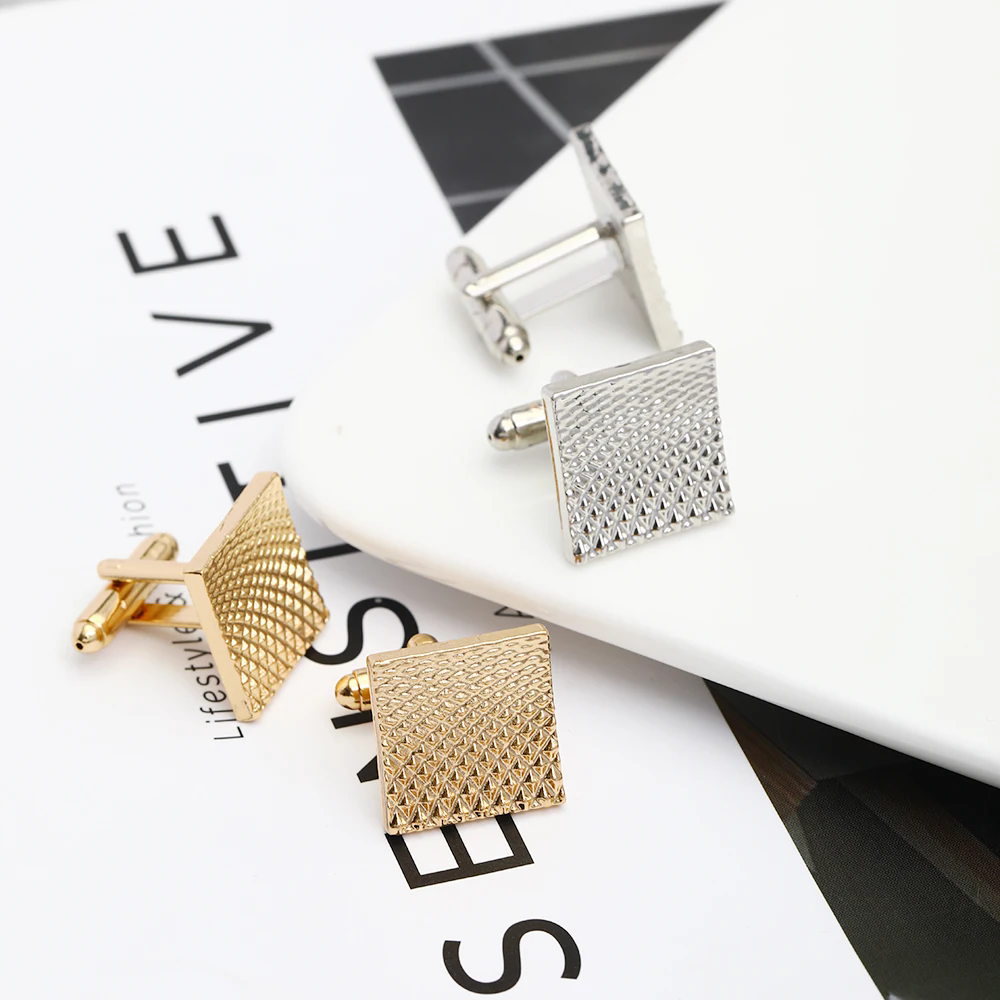 Gray Silver Cufflinks And Studs Tuxedo Shirt Cuff Links Golden Silvery Square Button For Men Father Boys Gift