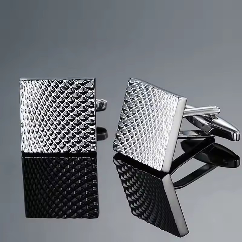Gray Silver Cufflinks And Studs Tuxedo Shirt Cuff Links Golden Silvery Square Button For Men Father Boys Gift
