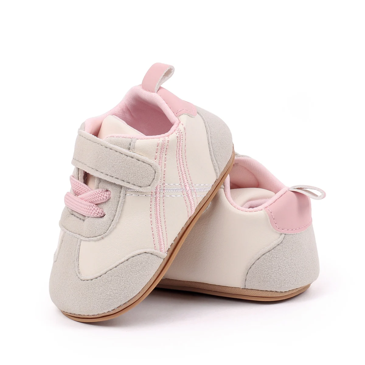 0-18months Infant Sneakers Contrast Color Hook and Loop Closure Soft Sole Non-Slip First Walking Shoes for boys girls