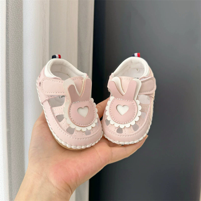 Baby girl sandals summer 0-1 year old baby walking shoes soft sole 3-6 to 12 months old children's non slip breathable sandals