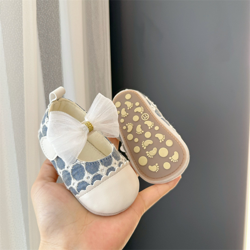 Cute Bowknot Baby Girls Mary Jane Flats Princess Shoes Cute Mesh Toddler Infant Dress Shoes Anti-slip Soft Sole Kids Crib Shoes