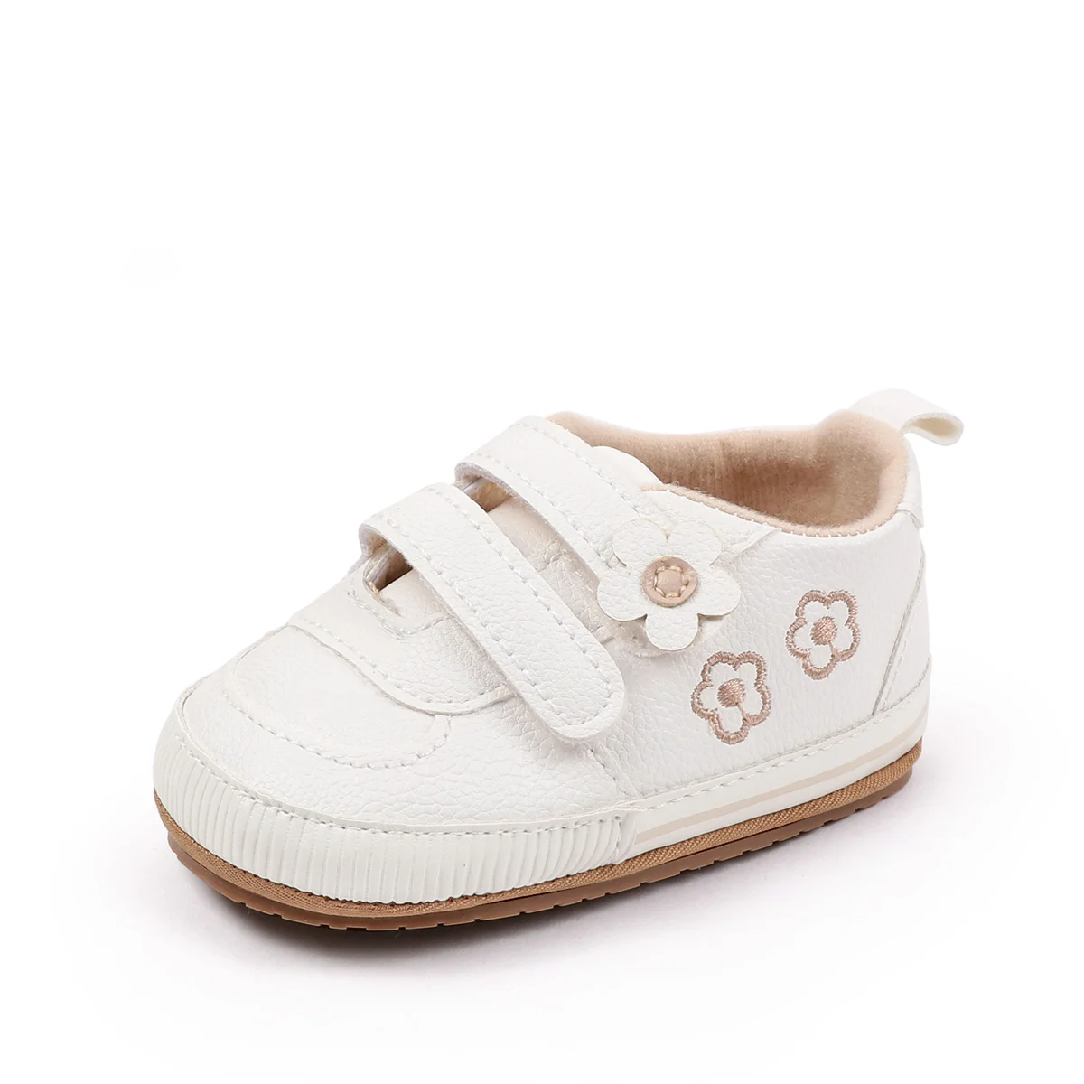Spring and Autumn New Style Boys' and Girls' Baby Shoes Flower Pattern PU Casual Shoes 0-1 Years Old Learning Walkers Shoes