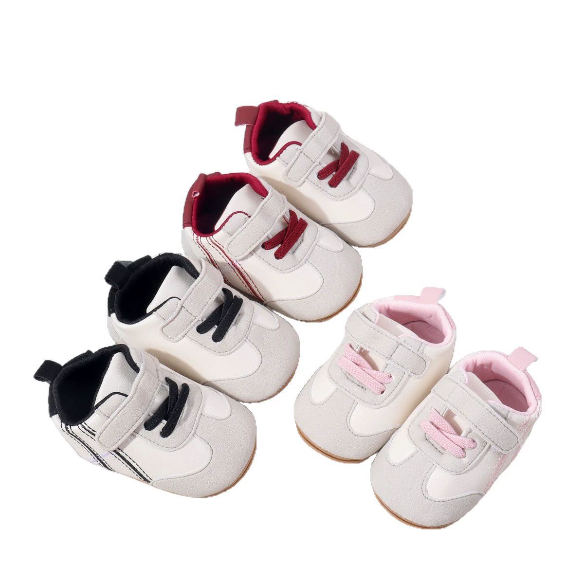 0-18months Infant Sneakers Contrast Color Hook and Loop Closure Soft Sole Non-Slip First Walking Shoes for boys girls