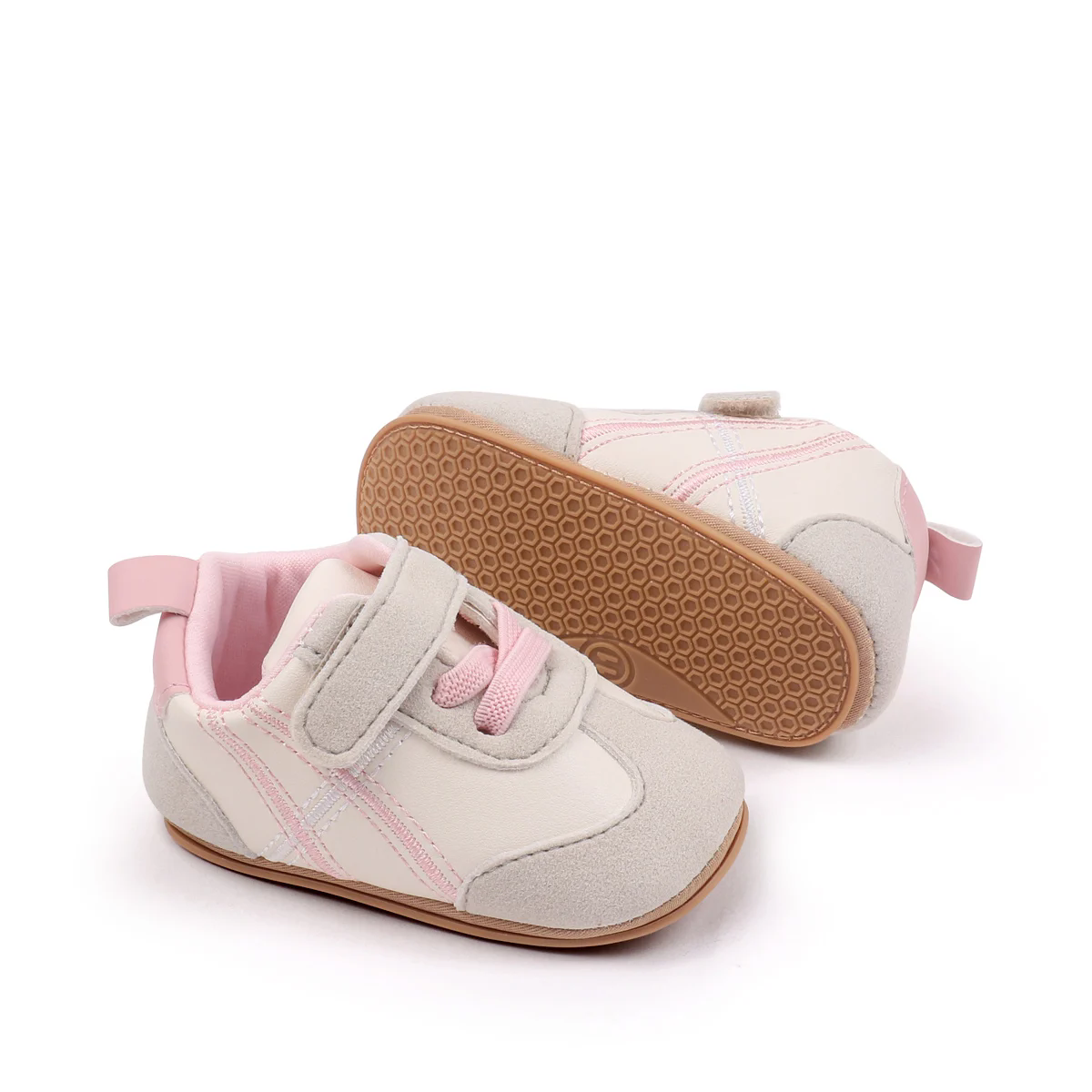 0-18months Infant Sneakers Contrast Color Hook and Loop Closure Soft Sole Non-Slip First Walking Shoes for boys girls