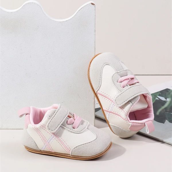 0-18months Infant Sneakers Contrast Color Hook and Loop Closure Soft Sole Non-Slip First Walking Shoes for boys girls