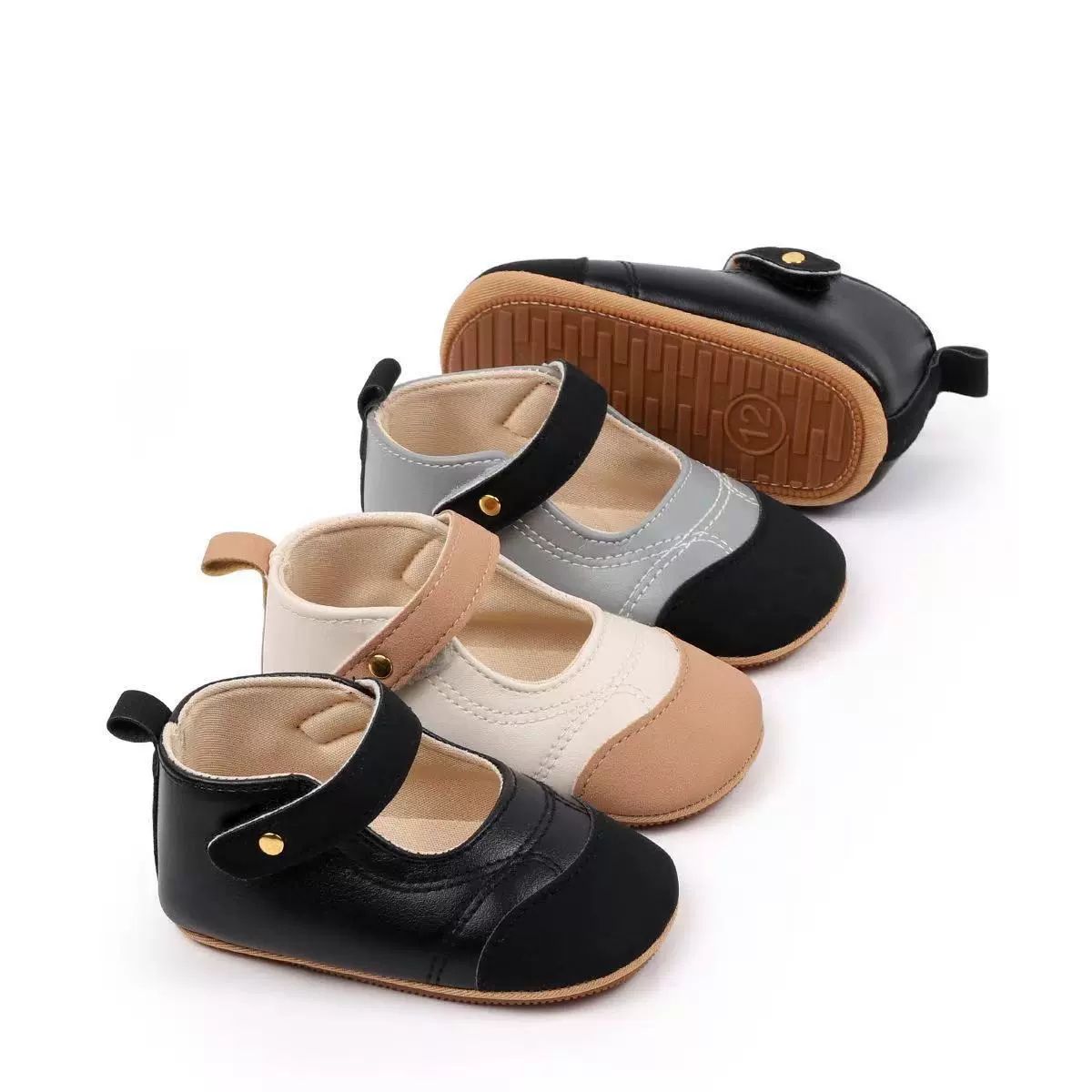 Baby Girls Princess Shoes, Soft PU Leather Patchwork Non-slip Bottom First Walker Shoes Toddler Shoes