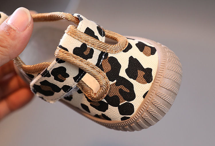 New Baby Girl Shoes Trendy Fashion Versatile Walker Soft Soled Comfort Casual Canvas Shoe Breathable Leopard Pattern Boys Shoes