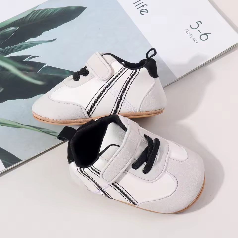0-18months Infant Sneakers Contrast Color Hook and Loop Closure Soft Sole Non-Slip First Walking Shoes for boys girls