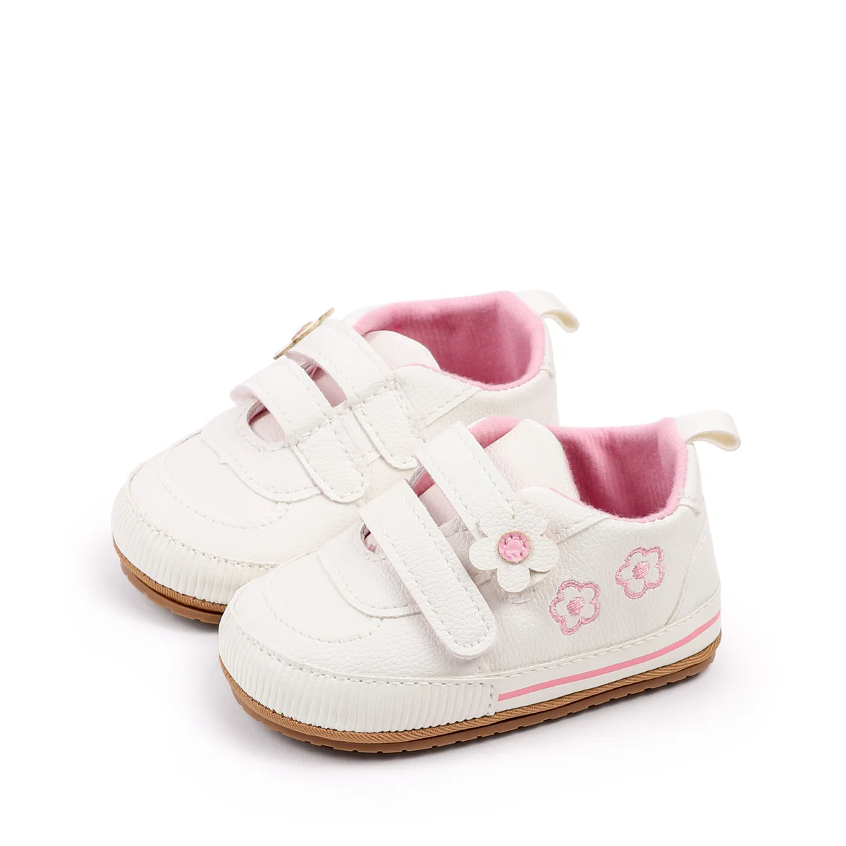 Spring and Autumn New Style Boys' and Girls' Baby Shoes Flower Pattern PU Casual Shoes 0-1 Years Old Learning Walkers Shoes