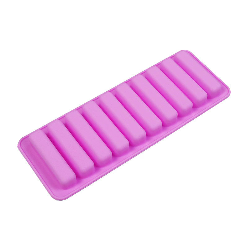 10 Grids Long Stick Ice Tray Non-Stick Easy Release Push Popsicle Out Cylinder Silicone Ice Cube Mould Tray Jelly Chocolate Mold