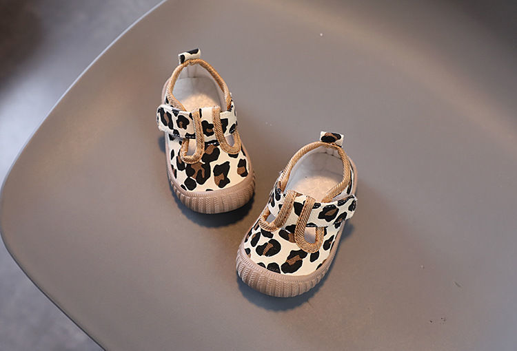 New Baby Girl Shoes Trendy Fashion Versatile Walker Soft Soled Comfort Casual Canvas Shoe Breathable Leopard Pattern Boys Shoes