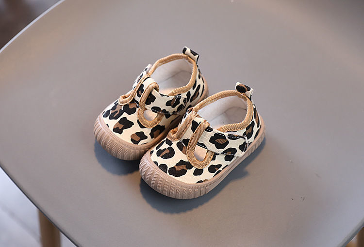 New Baby Girl Shoes Trendy Fashion Versatile Walker Soft Soled Comfort Casual Canvas Shoe Breathable Leopard Pattern Boys Shoes