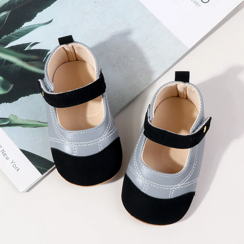 Baby Girls Princess Shoes, Soft PU Leather Patchwork Non-slip Bottom First Walker Shoes Toddler Shoes