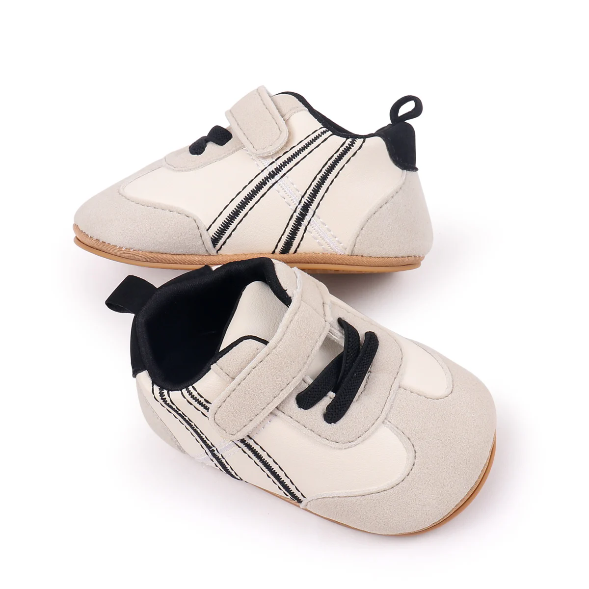 0-18months Infant Sneakers Contrast Color Hook and Loop Closure Soft Sole Non-Slip First Walking Shoes for boys girls