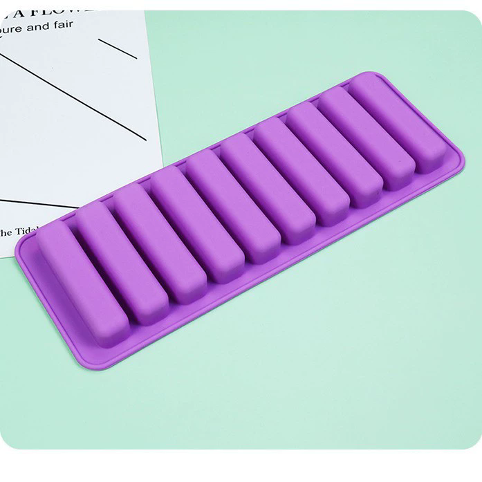 10 Grids Long Stick Ice Tray Non-Stick Easy Release Push Popsicle Out Cylinder Silicone Ice Cube Mould Tray Jelly Chocolate Mold