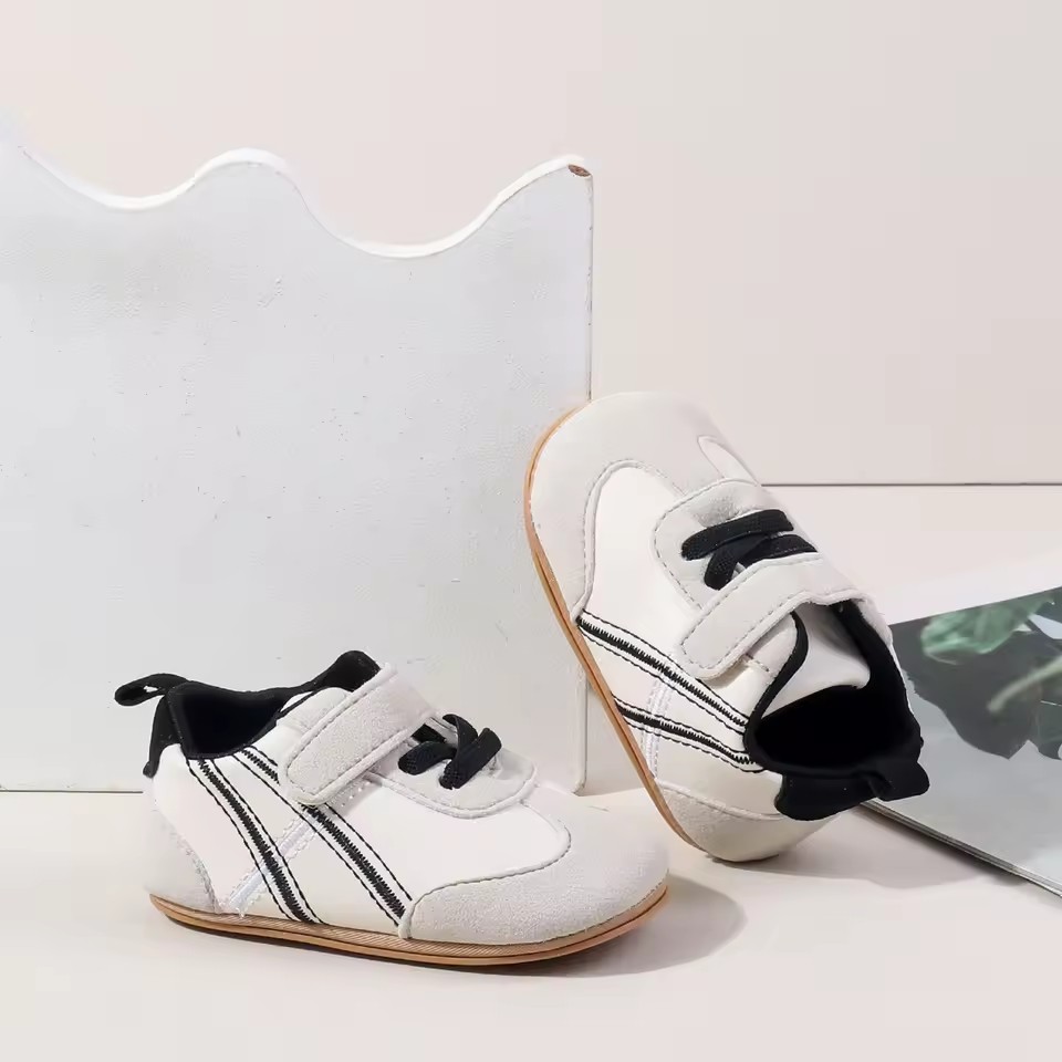 0-18months Infant Sneakers Contrast Color Hook and Loop Closure Soft Sole Non-Slip First Walking Shoes for boys girls
