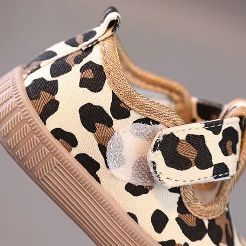 New Baby Girl Shoes Trendy Fashion Versatile Walker Soft Soled Comfort Casual Canvas Shoe Breathable Leopard Pattern Boys Shoes
