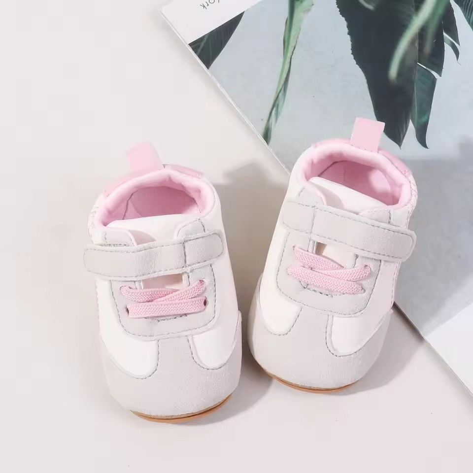 0-18months Infant Sneakers Contrast Color Hook and Loop Closure Soft Sole Non-Slip First Walking Shoes for boys girls