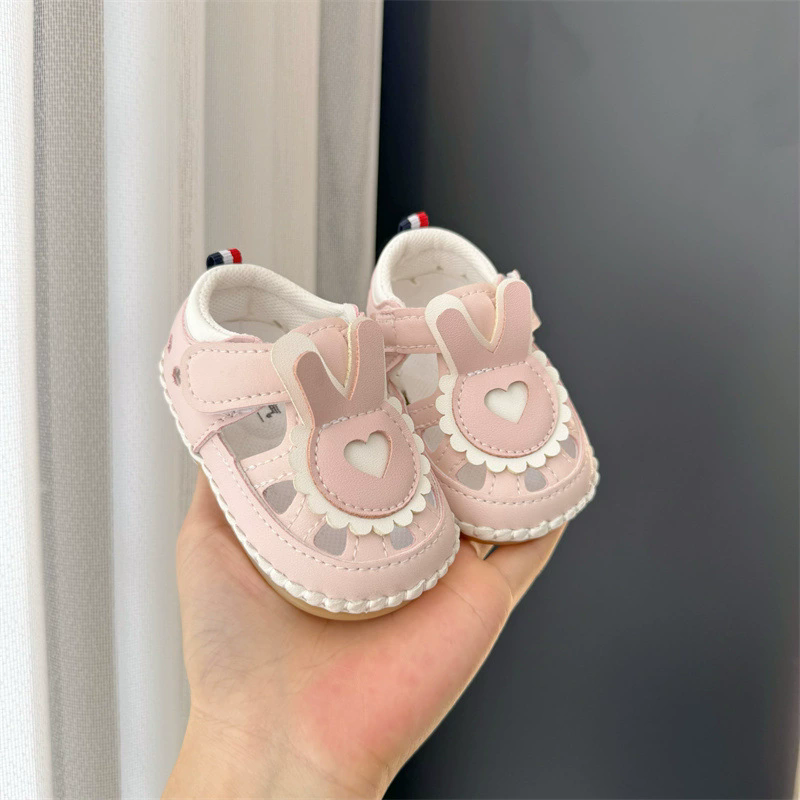 Baby girl sandals summer 0-1 year old baby walking shoes soft sole 3-6 to 12 months old children's non slip breathable sandals