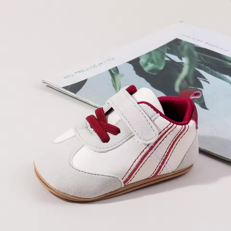 0-18months Infant Sneakers Contrast Color Hook and Loop Closure Soft Sole Non-Slip First Walking Shoes for boys girls
