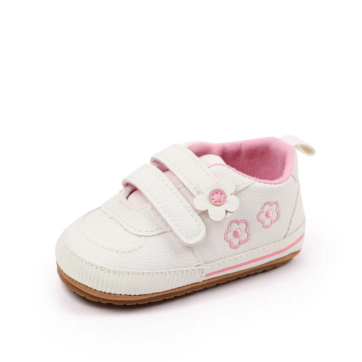 Spring and Autumn New Style Boys' and Girls' Baby Shoes Flower Pattern PU Casual Shoes 0-1 Years Old Learning Walkers Shoes