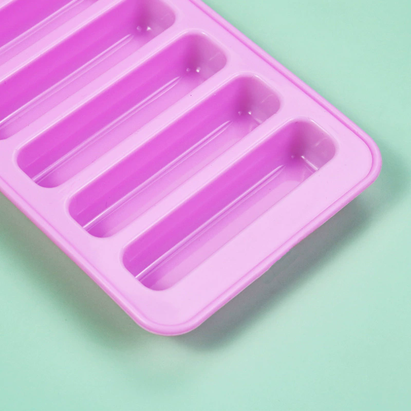 10 Grids Long Stick Ice Tray Non-Stick Easy Release Push Popsicle Out Cylinder Silicone Ice Cube Mould Tray Jelly Chocolate Mold