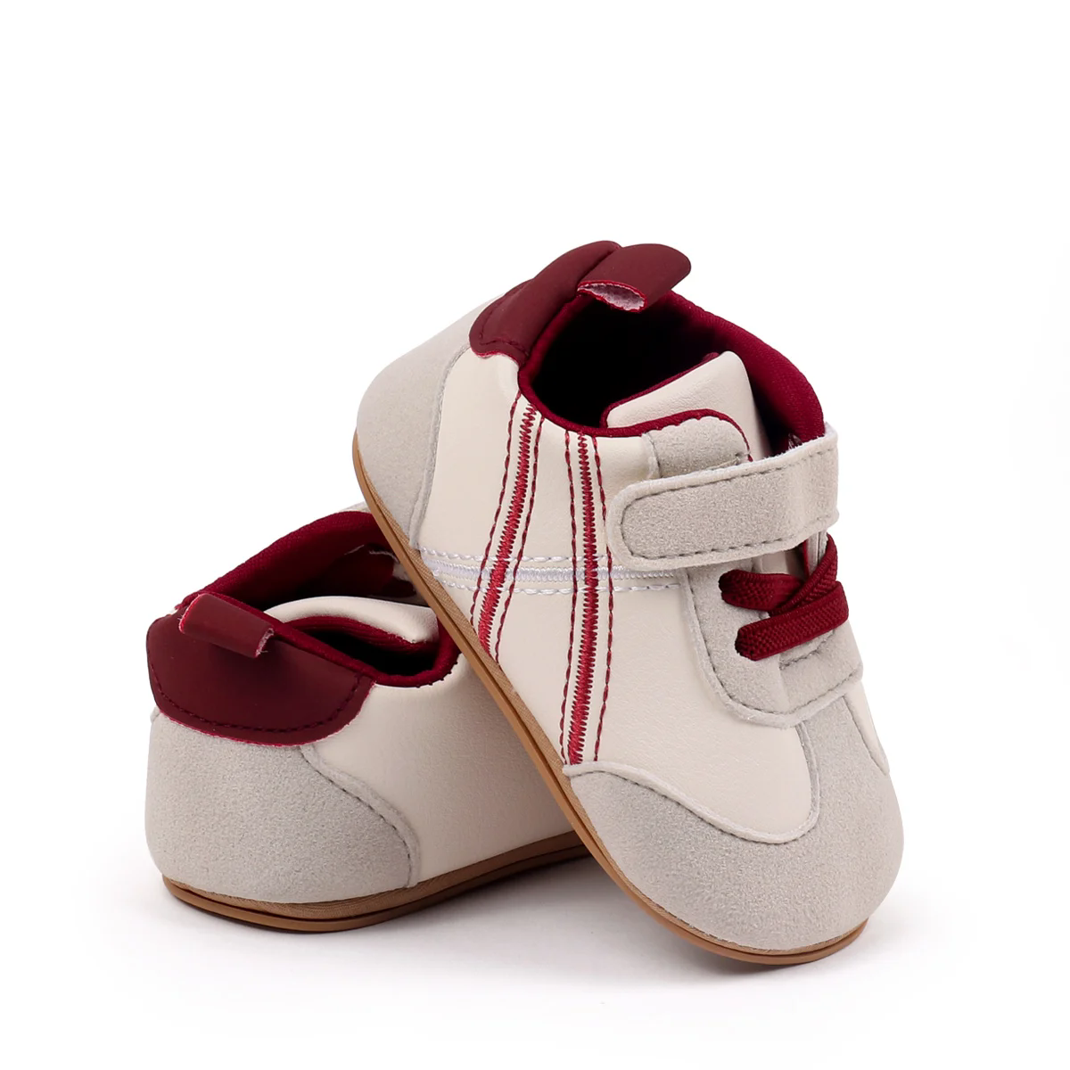 0-18months Infant Sneakers Contrast Color Hook and Loop Closure Soft Sole Non-Slip First Walking Shoes for boys girls