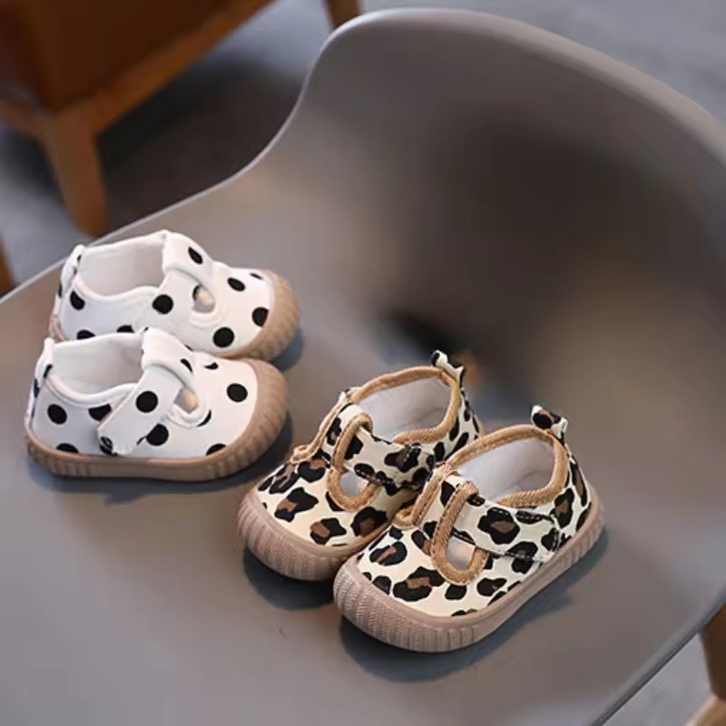 New Baby Girl Shoes Trendy Fashion Versatile Walker Soft Soled Comfort Casual Canvas Shoe Breathable Leopard Pattern Boys Shoes
